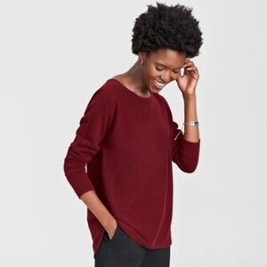 Charter Club 100% Cashmere Burgundy Ruby Red Wine Crew Neck Sweater Women L